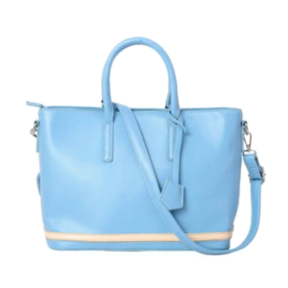 Handbags - Sky Blue Zipper & Inside Snap Shoulder Bag With Handles